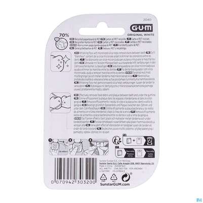 Sie sehen eine Packung Zahnseide Gum Original White +fluorid Nr 2040 30m, Produktbild: 04 Zahnseide Gum Original White +fluorid Nr 2040 30m, A-Nr.: 3560136 - 04