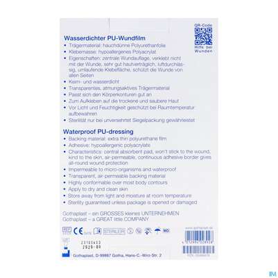 Wundverband Gota-por Pu-wundfilm Steril Wasserfest 150x100mm 5st, A-Nr.: 2982295 - 04