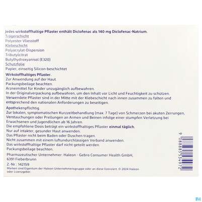Voltadol 24h Schmerzpflaster Wirkstoffhaltig 140mg 5st, A-Nr.: 5534976 - 03