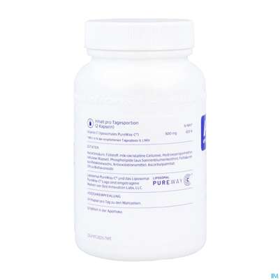 Sie sehen eine Packung Vitamin C Kapseln Liposomal Pure Encapsulations Lvc6a 60st, Produktbild: 02 Vitamin C Kapseln Liposomal Pure Encapsulations Lvc6a 60st, A-Nr.: 5890145 - 02