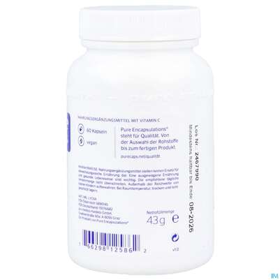 Sie sehen eine Packung Vitamin C Kapseln Liposomal Pure Encapsulations Lvc6a 60st, Produktbild: 03 Vitamin C Kapseln Liposomal Pure Encapsulations Lvc6a 60st, A-Nr.: 5890145 - 03