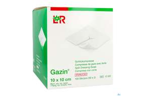 Schlitzkompressen Gazin 17faedig Steril 8fach 10x 10cm 50x2 100st, A-Nr.: 2404411 - 01