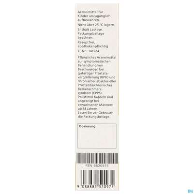 Sie sehen eine Packung Pollstimol Kapseln 30st, Produktbild: 03 Pollstimol Kapseln 30st, A-Nr.: 5520974 - 03