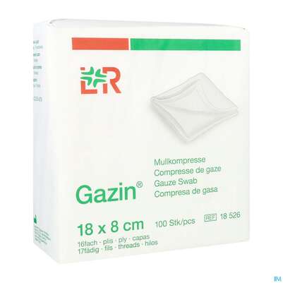 Mullkompressen Gazin Baumw.17faedig Unsteril 16fach 18x 8cm 100st, A-Nr.: 2384967 - 02