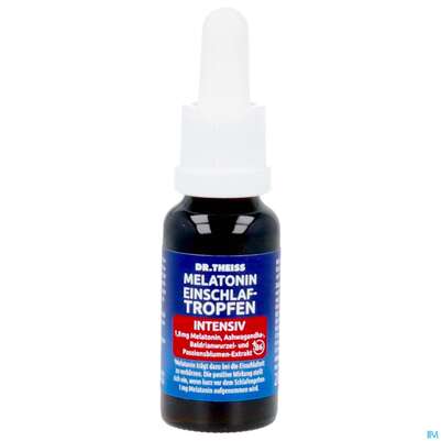 Sie sehen eine Packung Melatonin Einschlaf/tropfen Intensiv Dr.theiss 20ml, Produktbild: 10 Melatonin Einschlaf/tropfen Intensiv Dr.theiss 20ml, A-Nr.: 5911551 - 10