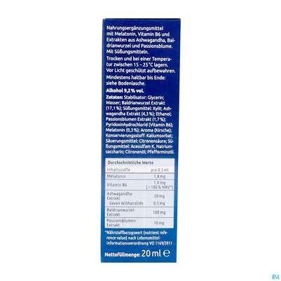 Sie sehen eine Packung Melatonin Einschlaf/tropfen Intensiv Dr.theiss 20ml, Produktbild: 08 Melatonin Einschlaf/tropfen Intensiv Dr.theiss 20ml, A-Nr.: 5911551 - 08