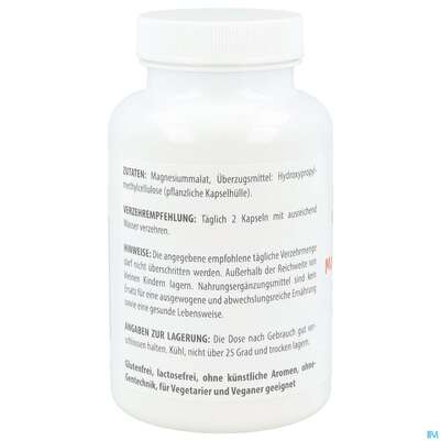 Sie sehen eine Packung Magnesium Malat 1000mg Kapseln Elementar Vita World 120st, Produktbild: 02 Magnesium Malat 1000mg Kapseln Elementar Vita World 120st, A-Nr.: 5608953 - 02