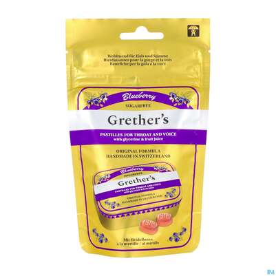 Grethers Pastillen Zuckerfrei Blueberry Beutel 110g, A-Nr.: 5903675 - 01