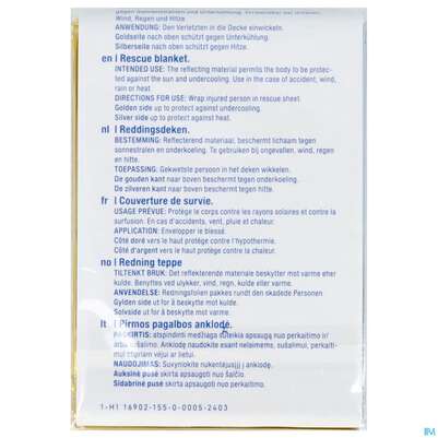Erste Hilfe Rettungsdecke -sandipharma Gold/silber 160x210cm 1st, A-Nr.: 3007847 - 02