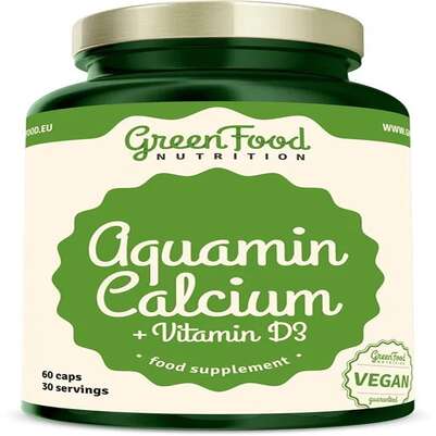 Sie sehen eine Packung GreenFood Nutrition Aquamin + Vitamin D3 60 Kapseln, Produktbild: 01 GreenFood Nutrition Aquamin + Vitamin D3 60 Kapseln, A-Nr.: 5634732 - 01