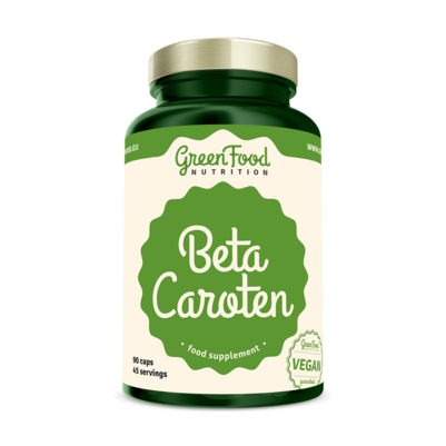 Sie sehen eine Packung GreenFood Nutrition Beta Caroten 90 Kapseln, Produktbild: 01 GreenFood Nutrition Beta Caroten 90 Kapseln, A-Nr.: 5634726 - 01