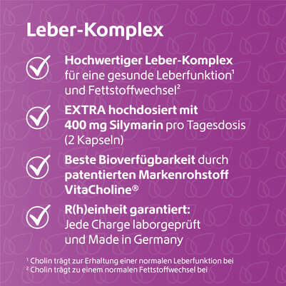 Sie sehen eine Packung R(h)ein Nutrition Leber-Komplex Mariendistel + Artischocke Kapseln hochdosiert, Produktbild: 03 R(h)ein Nutrition Leber-Komplex Mariendistel + Artischocke Kapseln hochdosiert, A-Nr.: 5987181 - 03