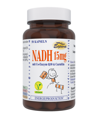 Sie sehen eine Packung Espara NADH-15 mg Kapseln, Produktbild: 01 Espara NADH-15 mg Kapseln, A-Nr.: 3304278 - 01