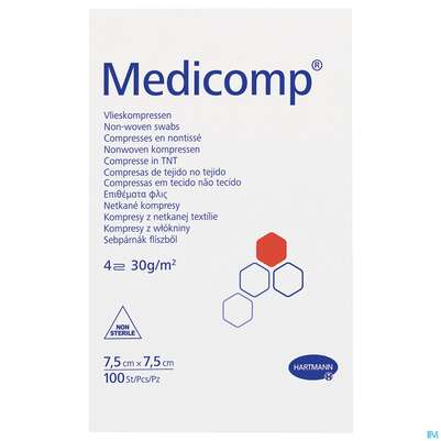 Kompressen Medicomp Vliesstoff 4fach Unsteril 7,5x 7,5cm 100st, A-Nr.: 1652035 - 02