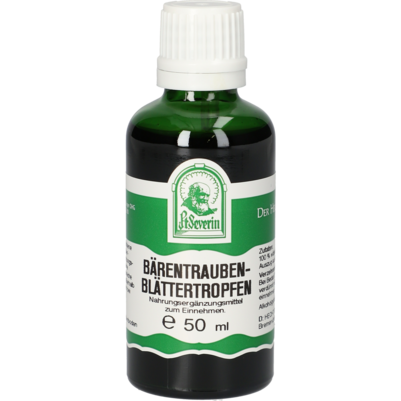 Sie sehen eine Packung BAERENTRAUBENBLAETTER TROPFEN 50 ML, Produktbild: 01 BAERENTRAUBENBLAETTER TROPFEN 50 ML, A-Nr.: 4402497 - 01