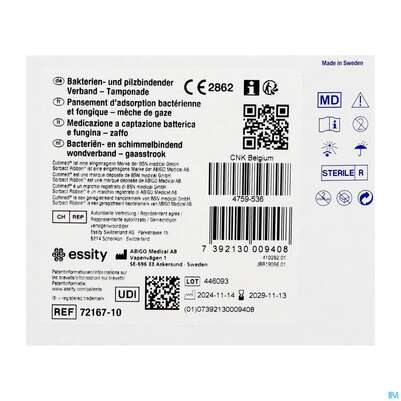 Tamponaden Cutimed/sorbact Ribbon 5x200cm Nr 72 10st, A-Nr.: 2996096 - 03