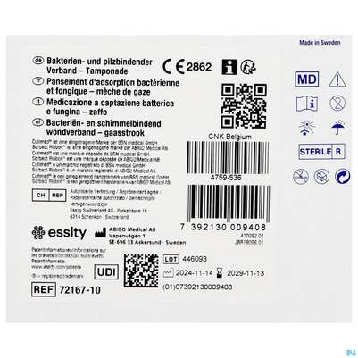 Tamponaden Cutimed/sorbact Ribbon 5x200cm Nr 72 10st, A-Nr.: 2996096 - 04