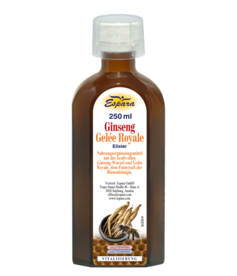 Sie sehen eine Packung Espara Ginseng-Gelèe Royale Elixier, Produktbild: 01 Espara Ginseng-Gelèe Royale Elixier, A-Nr.: 4738719 - 01