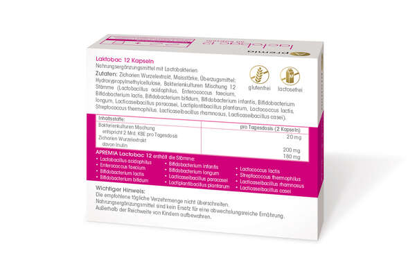 Sie sehen eine Packung Apremia Lactobac 12, Produktbild: 02 Apremia Lactobac 12, A-Nr.: 5730950 - 02
