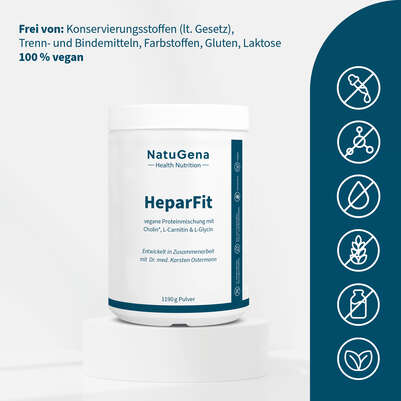 Sie sehen eine Packung NatuGena HeparFit Pulver, Produktbild: 03 NatuGena HeparFit Pulver, A-Nr.: 6011832 - 03