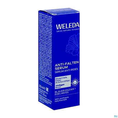Sie sehen eine Packung Weleda Blauer Enzian +edelweiss Anti-falten Serum 30ml, Produktbild: 02 Weleda Blauer Enzian +edelweiss Anti-falten Serum 30ml, A-Nr.: 5729970 - 02