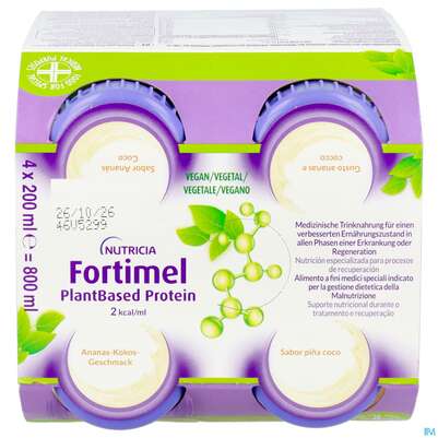 Fortimel/plantbased/protein 200ml Flasche Ananas-kokos 4st, A-Nr.: 5919601 - 09