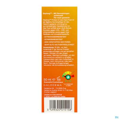 Sie sehen eine Packung Sonnenprodukte Daylong Protect & Care Multi-schutz Fluid Face Spf50+ 50ml, Produktbild: 08 Sonnenprodukte Daylong Protect & Care Multi-schutz Fluid Face Spf50+ 50ml, A-Nr.: 4580537 - 08