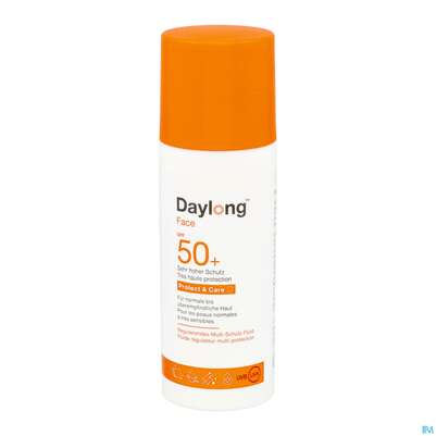 Sie sehen eine Packung Sonnenprodukte Daylong Protect & Care Multi-schutz Fluid Face Spf50+ 50ml, Produktbild: 10 Sonnenprodukte Daylong Protect & Care Multi-schutz Fluid Face Spf50+ 50ml, A-Nr.: 4580537 - 10