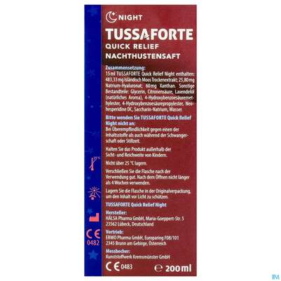 Sie sehen eine Packung Tussaforte Saft Night 200ml, Produktbild: 04 Tussaforte Saft Night 200ml, A-Nr.: 5857691 - 04