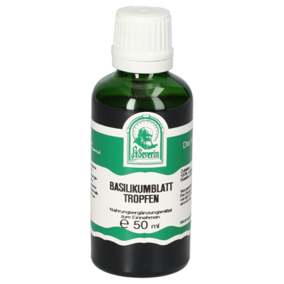 Sie sehen eine Packung BASILIKUMBLATT TROPFEN 50 ML, Produktbild: 01 BASILIKUMBLATT TROPFEN 50 ML, A-Nr.: 5902061 - 01