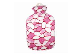 Wärmflasche Plüschbezug Mosaik pink/weiß 2,0L, A-Nr.: 5398639 - 01