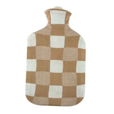Wärmflasche Strick Öko-Tex Karo beige 2,0L, A-Nr.: 5912131 - 01