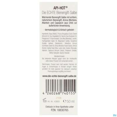 Bienengiftsalbe Salbe/hot Echte Bienengiftsalbe 50ml, A-Nr.: 5905881 - 04