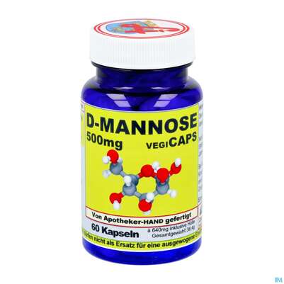 Sie sehen eine Packung D-mannose Kapseln 500mg Vegi 60st, Produktbild: 01 D-mannose Kapseln 500mg Vegi 60st, A-Nr.: 4607609 - 01