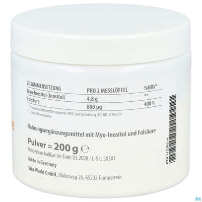 Inositol Pulver +folsaeure Vegan -vita World 200g, A-Nr.: 4843965 - 06