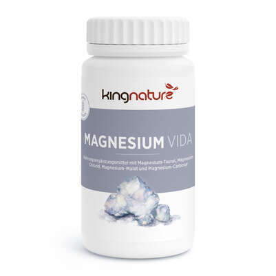 Sie sehen eine Packung KINGNATURE Magnesium Vida Kaps 187 mg Ds 60 Stk, Produktbild: 01 KINGNATURE Magnesium Vida Kaps 187 mg Ds 60 Stk, A-Nr.: 4805924 - 01