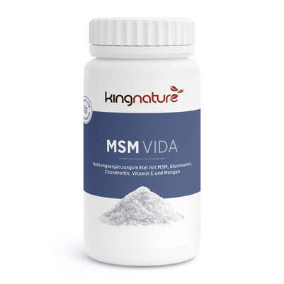 Sie sehen eine Packung KINGNATURE MSM Vida Kaps 860 mg Ds 60 Stk, Produktbild: 01 KINGNATURE MSM Vida Kaps 860 mg Ds 60 Stk, A-Nr.: 4765834 - 01