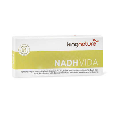 Sie sehen eine Packung KINGNATURE NADH Vida Tabl 20 mg 30 Stk, Produktbild: 01 KINGNATURE NADH Vida Tabl 20 mg 30 Stk, A-Nr.: 4765840 - 01