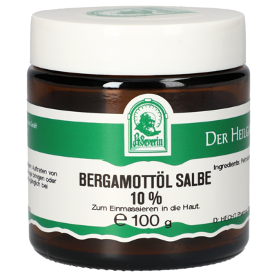 Sie sehen eine Packung BERGAMOTTOEL SALBE 10% 100 G, Produktbild: 01 BERGAMOTTOEL SALBE 10% 100 G, A-Nr.: 5303780 - 01