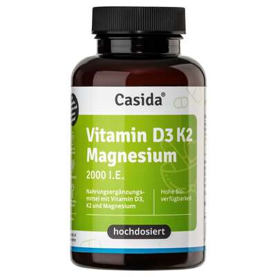 Sie sehen eine Packung Vitamin D3 K2 Magnesium Kapseln, Produktbild: 01 Vitamin D3 K2 Magnesium Kapseln, A-Nr.: 6039871 - 01