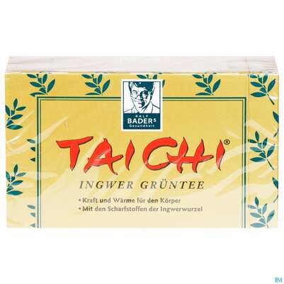 Sie sehen eine Packung Baders Tai Chi Ingwer Gruentee Beutel 20st, Produktbild: 01 Baders Tai Chi Ingwer Gruentee Beutel 20st, A-Nr.: 3386388 - 01