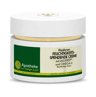 Sie sehen eine Packung Unifarco Hyaluron feuchtigkeitsspendende Creme reichhaltige Textur 50ml, Produktbild: 01 Unifarco Hyaluron feuchtigkeitsspendende Creme reichhaltige Textur 50ml, A-Nr.: 8015219 - 01
