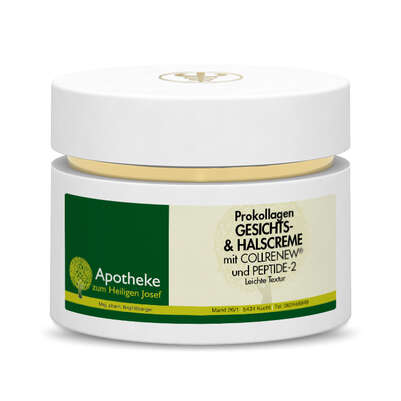 Sie sehen eine Packung Unifarco Prokollagen Gesichts- und Halscreme leichte Textur 50ml, Produktbild: 01 Unifarco Prokollagen Gesichts- und Halscreme leichte Textur 50ml, A-Nr.: 8021444 - 01