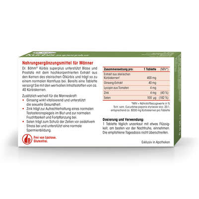 Sie sehen eine Packung Dr. Böhm Kürbis superplus, Produktbild: 06 Dr. Böhm Kürbis superplus, A-Nr.: 2287394 - 06
