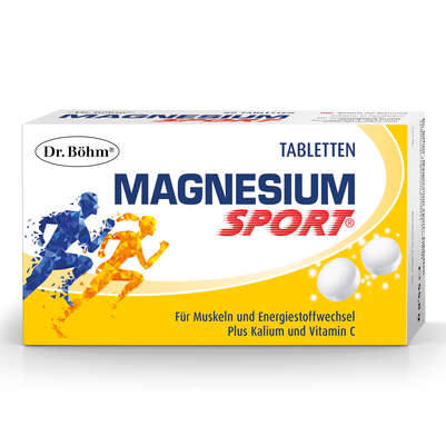 Sie sehen eine Packung Dr. Böhm Magnesium Sport Tabletten, Produktbild: 01 Dr. Böhm Magnesium Sport Tabletten, A-Nr.: 2682765 - 01