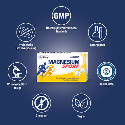 Sie sehen eine Packung Dr. Böhm Magnesium Sport Tabletten, Produktbild: 04 Dr. Böhm Magnesium Sport Tabletten, A-Nr.: 2682765 - 04