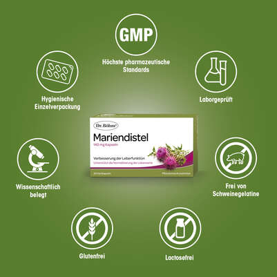 Sie sehen eine Packung Dr. Böhm Mariendistel, Produktbild: 04 Dr. Böhm Mariendistel, A-Nr.: 3910464 - 04