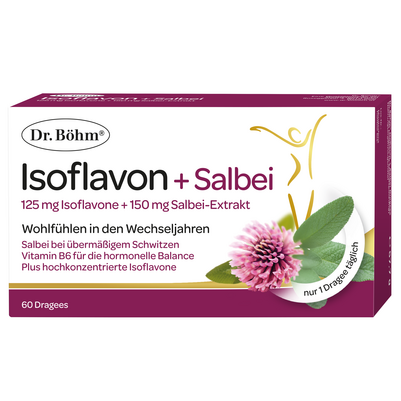 Sie sehen eine Packung Dr. Böhm® Isoflavon + Salbei, Produktbild: 01 Dr. Böhm® Isoflavon + Salbei, A-Nr.: 5741936 - 01