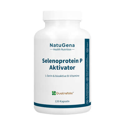 Sie sehen eine Packung NatuGena Selenoprotein P Aktivator Kapseln, Produktbild: 01 NatuGena Selenoprotein P Aktivator Kapseln, A-Nr.: 5926831 - 01