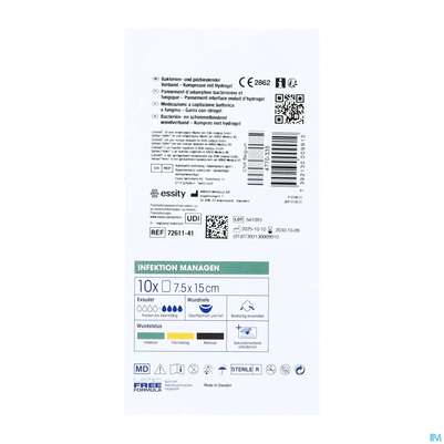 Sie sehen eine Packung Cutimed/sorbact Gel Kompressen.bakterienbindend +hydrogel 7,5x 15cm Nr 7261111 10st, Produktbild: 03 Cutimed/sorbact Gel Kompressen.bakterienbindend +hydrogel 7,5x 15cm Nr 7261111 10st, A-Nr.: 3691499 - 03